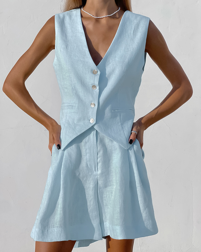 Summer Linen Clothing For Women - 2023 neue Anzug Weste + Shorts