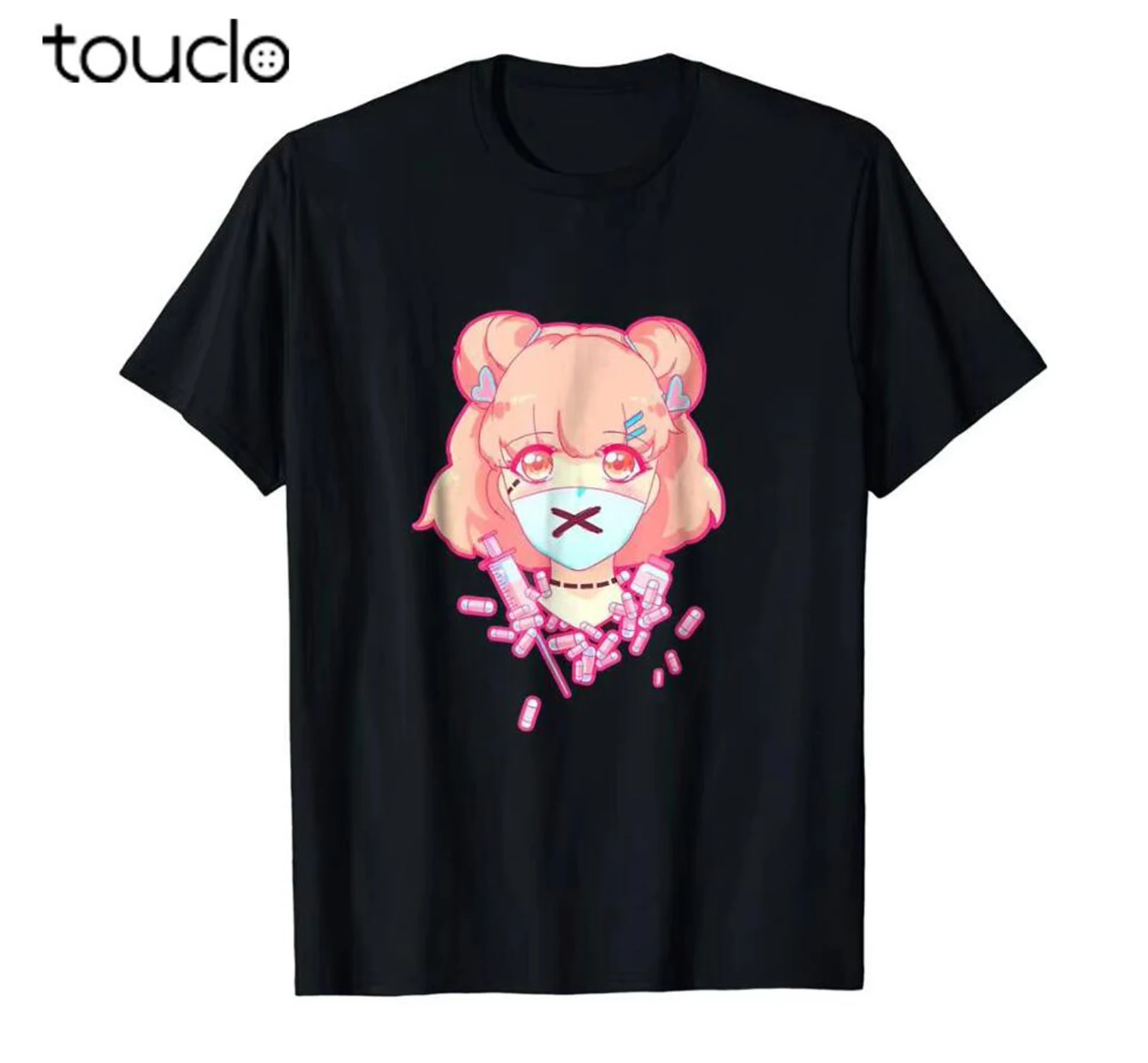 Summer Clothing H&M - Pastellfarbenes Menhera Anime Pills Psycho Shirt