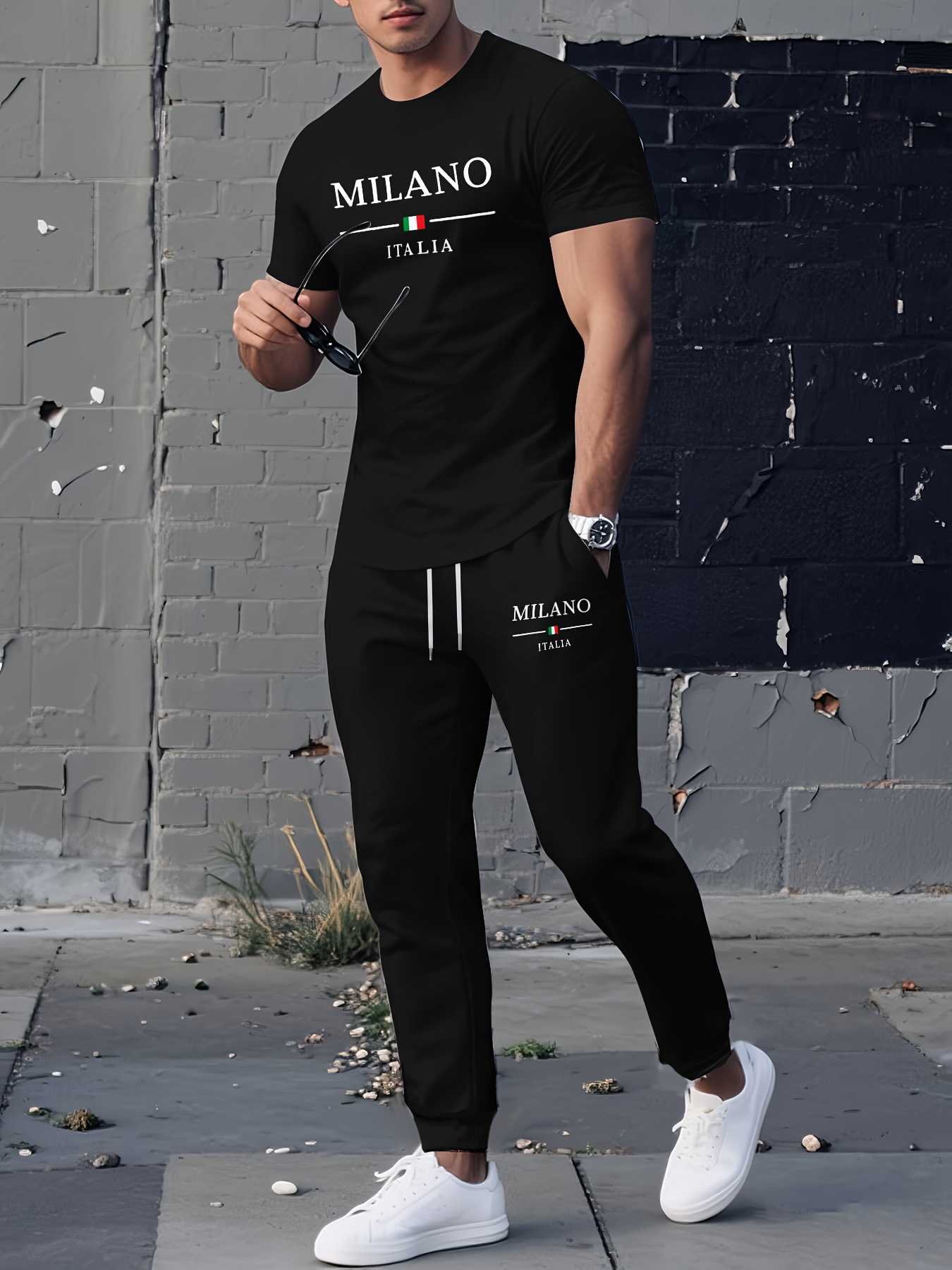 Summer Clothing Shops - 2026 Sommer Herren Kurzarm-Langhosen-Set mit 3D-Druck,