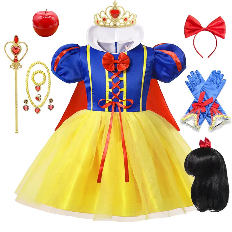Summer Clothing For Kids Girls - Schneewittchen Prinzessinnenkleid Mädchenkostüm mit Umhang Kopfschmuck