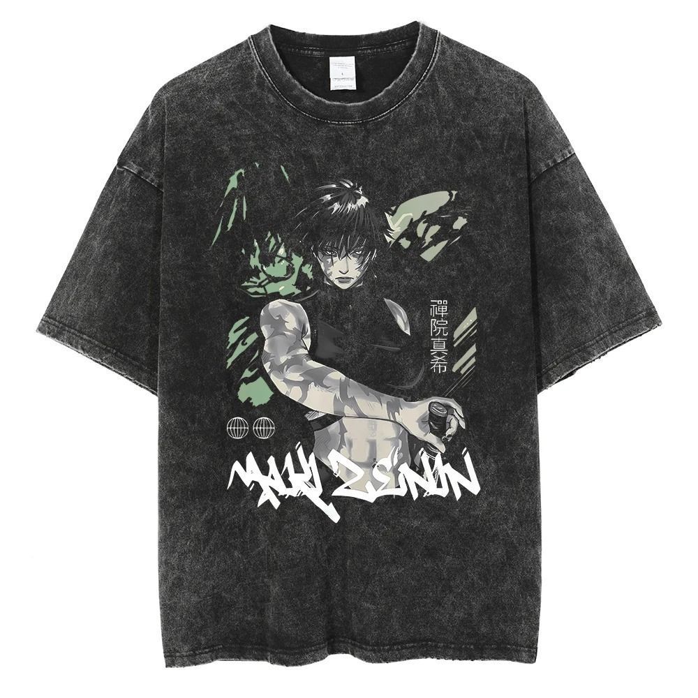 Summer Clothing Styles Men - Jujutsu Kaisen Maki Zen'in Graffiti-Stil Schriftzug