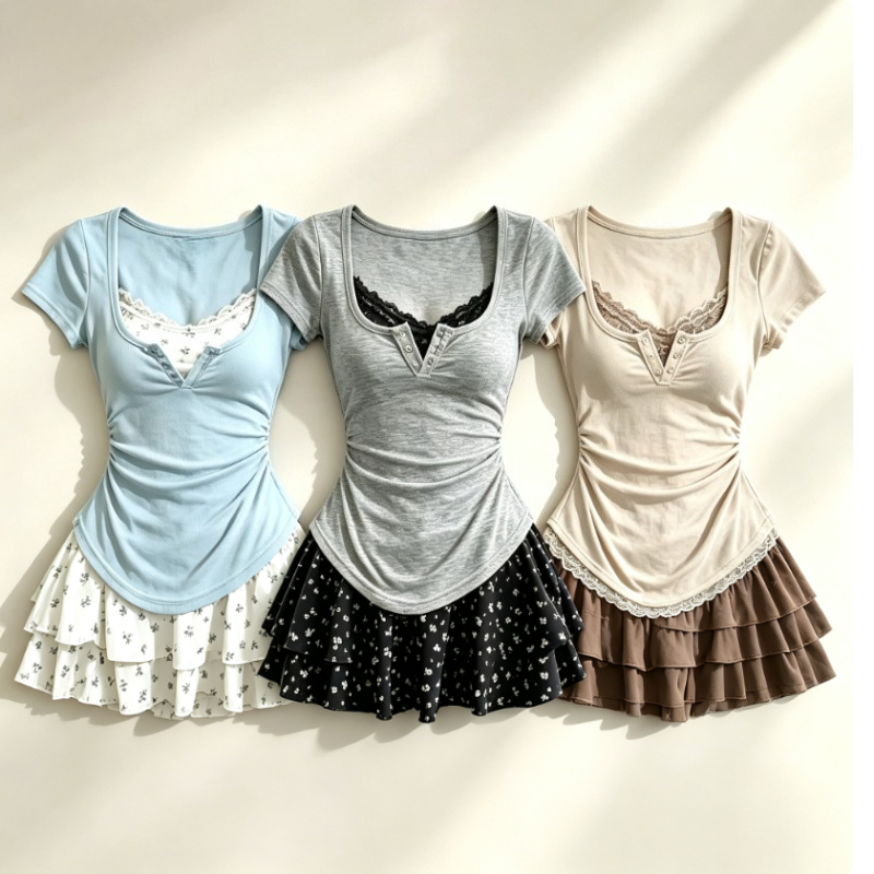 Summer Clothing Y2K - Japanisches Süßes 2-Teiliges Set im Lolita-Stil