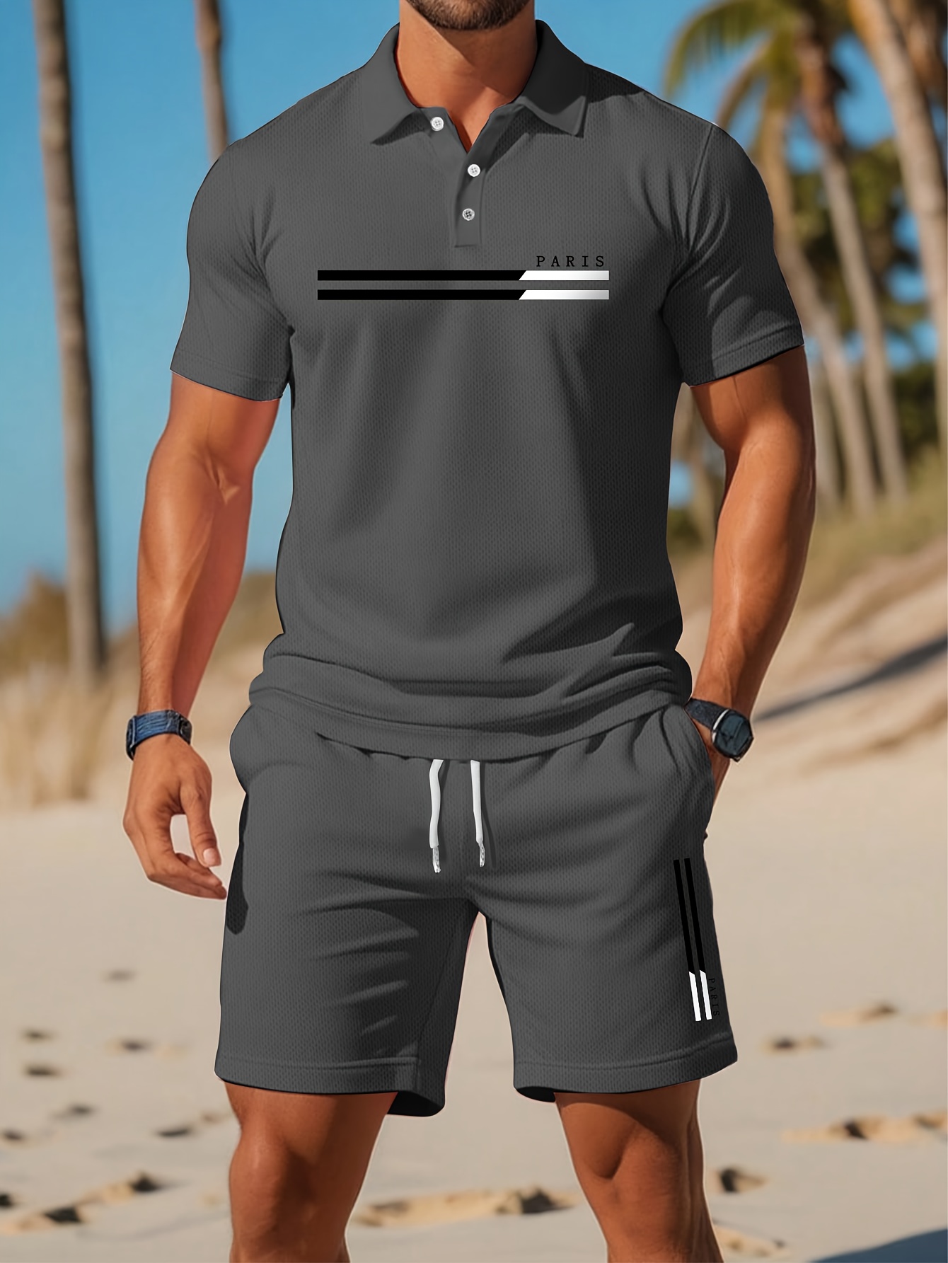 Summer Clothing Shops - 2026 Sommer Herren-Polo-Set - 3D-Druckmuster -