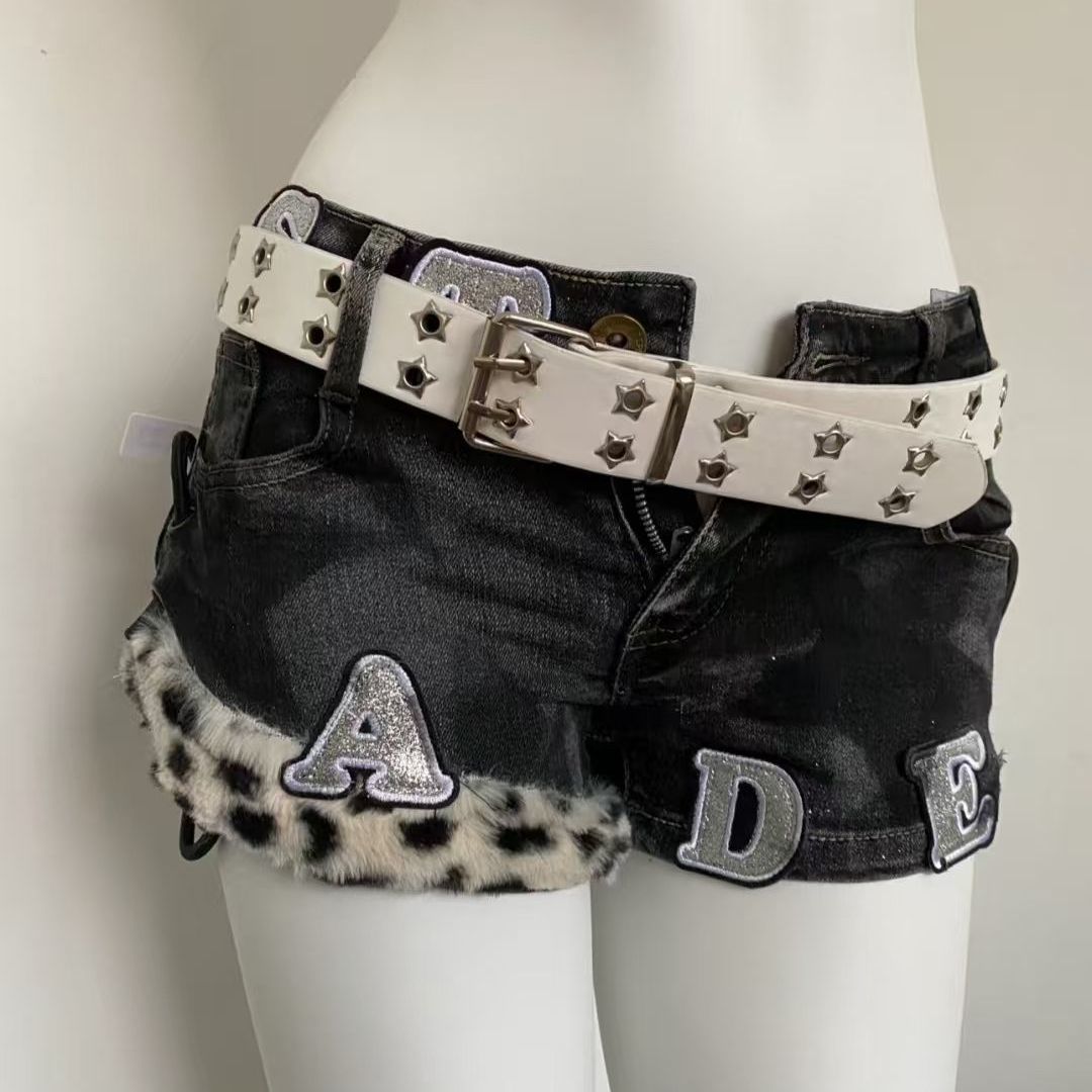 Summer Clothing Y2K - Y2k Gestickte Patch Denim Shorts Frau