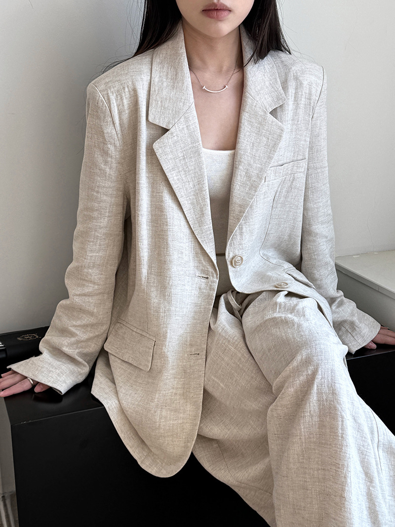 Summer Linen Clothing For Women - Herbst High-end-Leinen Material Blazer Jacke Sets