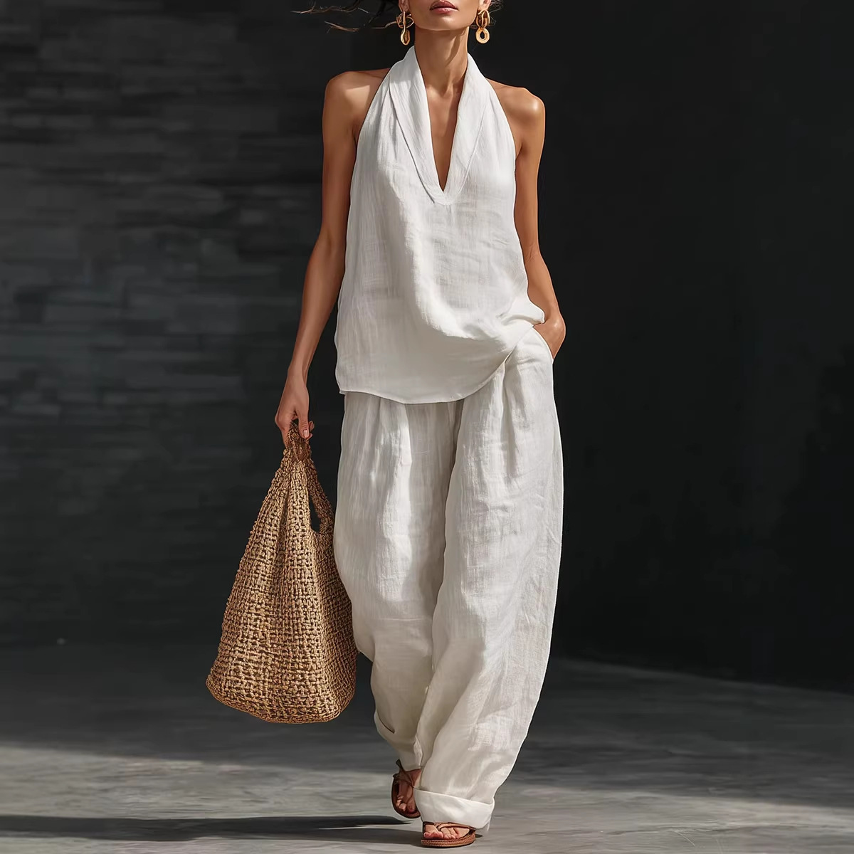 Summer Linen Clothing For Women - Sommerliches Retro-Set aus Baumwolle und Leinen