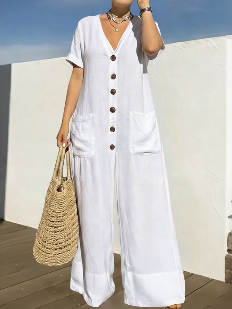 Summer Clothing For Plus Size Women - Übergrößen Damenkleidung Jumpsuit Sommerkleidung Blauer Urbaner