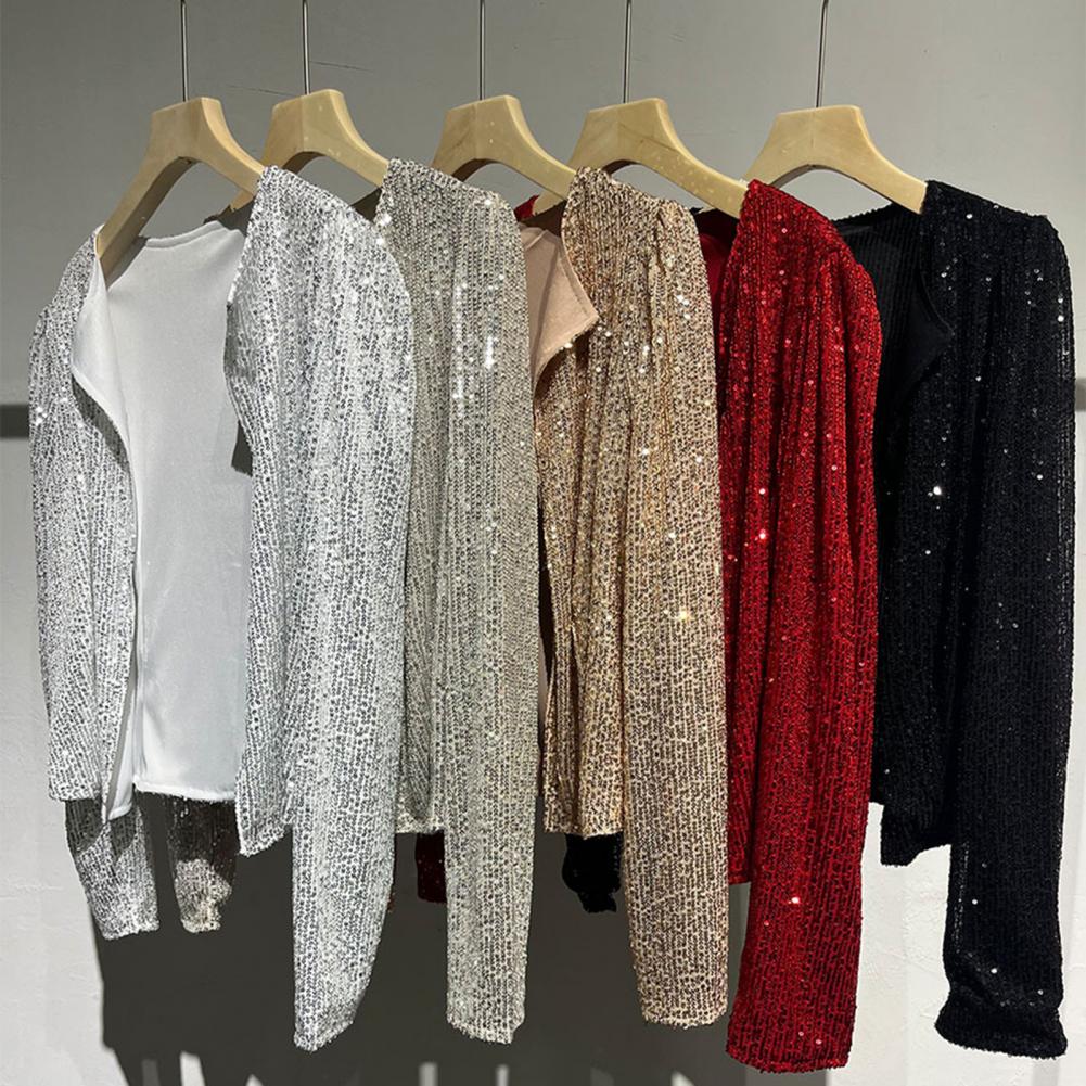 Crew Clothing Summer Jacket - Party-Blazer mit Pailletten-Dekoration, Rundhalsausschnitt, Cardigan, Streetwear
