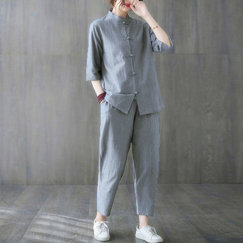 Summer Linen Clothing For Women - 2-teiliges Buddhistisches Damenkleidungsset 2026 Chinesischer Stil