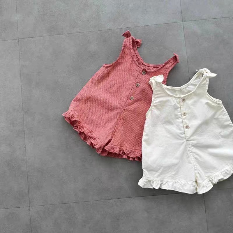 Summer Kids Clothing - HY2831 Mädchen Sommer-Strampler mit Latzhose und