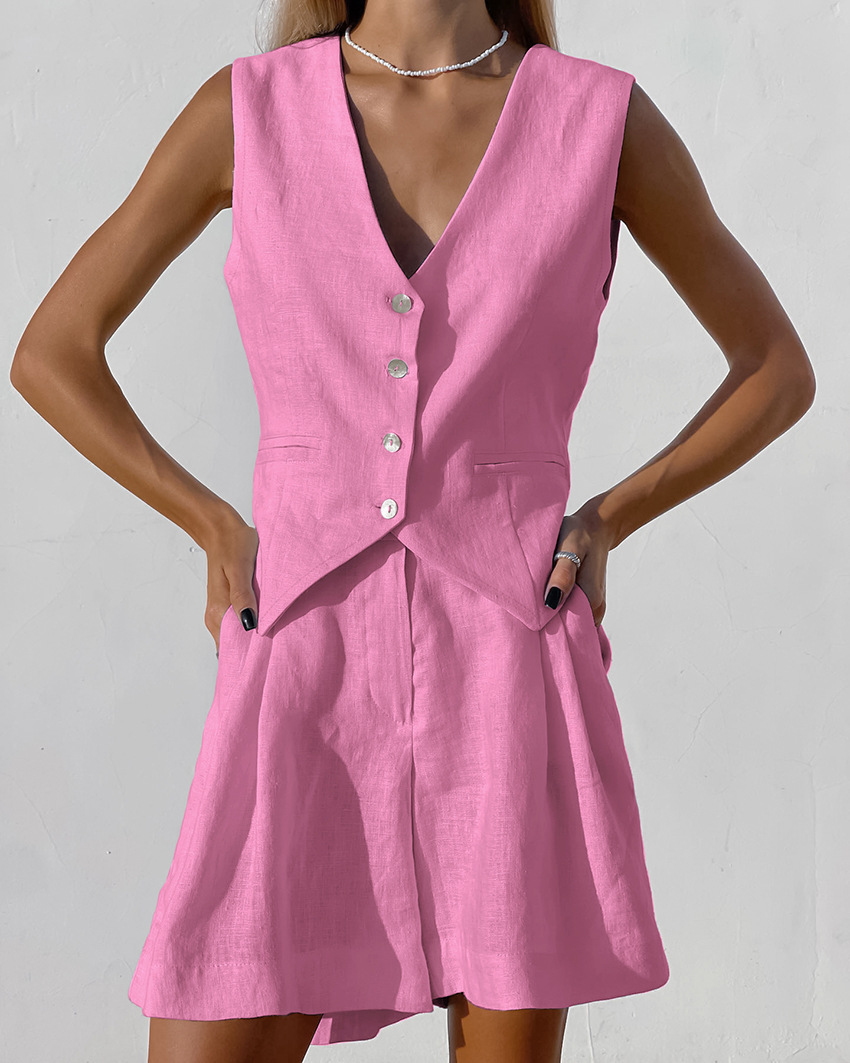 2023 neue Anzug Weste + Shorts – Summer Linen Clothing For Women Bewertung und Preis