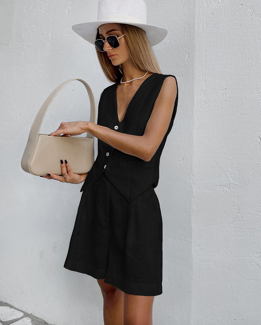 2023 neue Anzug Weste + Shorts – Summer Linen Clothing For Women Bewertung und Preis