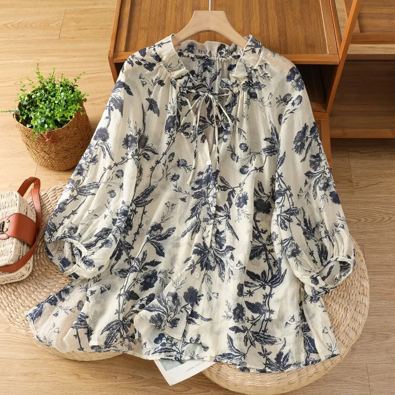 Chinesischen Stil frauen Bluse – Summer Linen Clothing For Women Bewertung und Preis