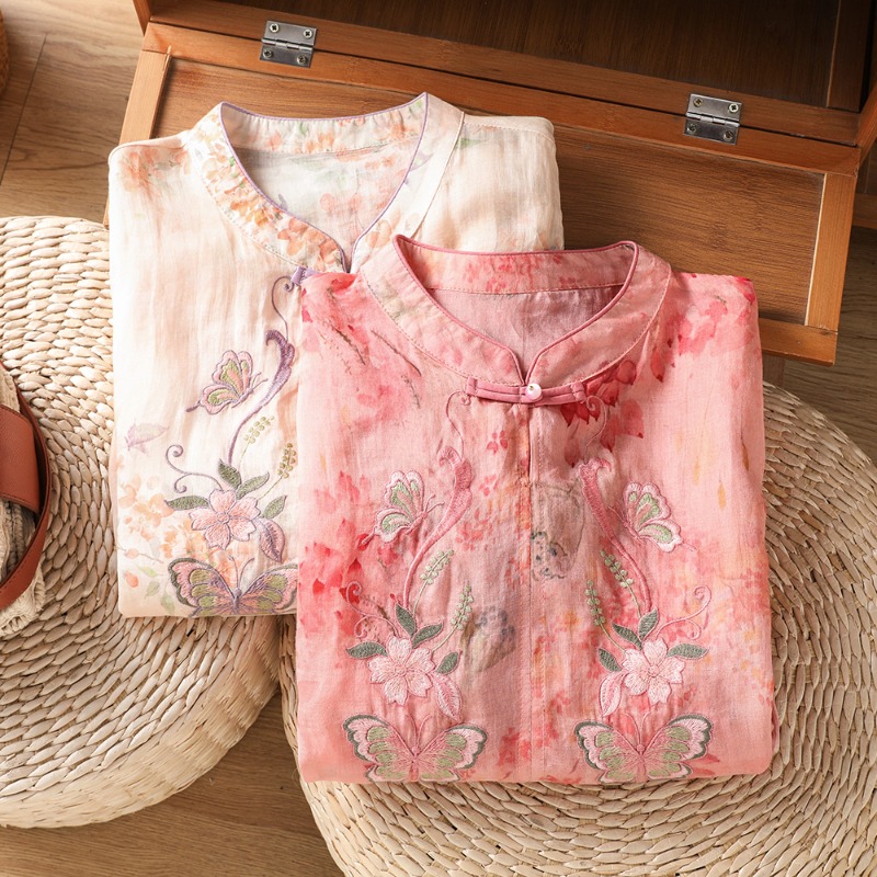 Damenblusen im chinesischen St – Summer Linen Clothing For Women Bewertung und Preis