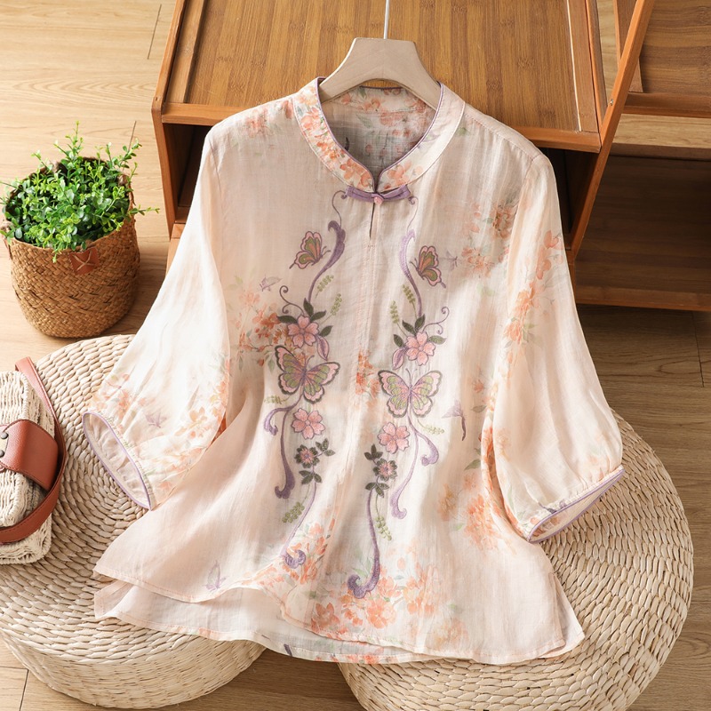 Damenblusen im chinesischen St – Summer Linen Clothing For Women Bewertung und Preis