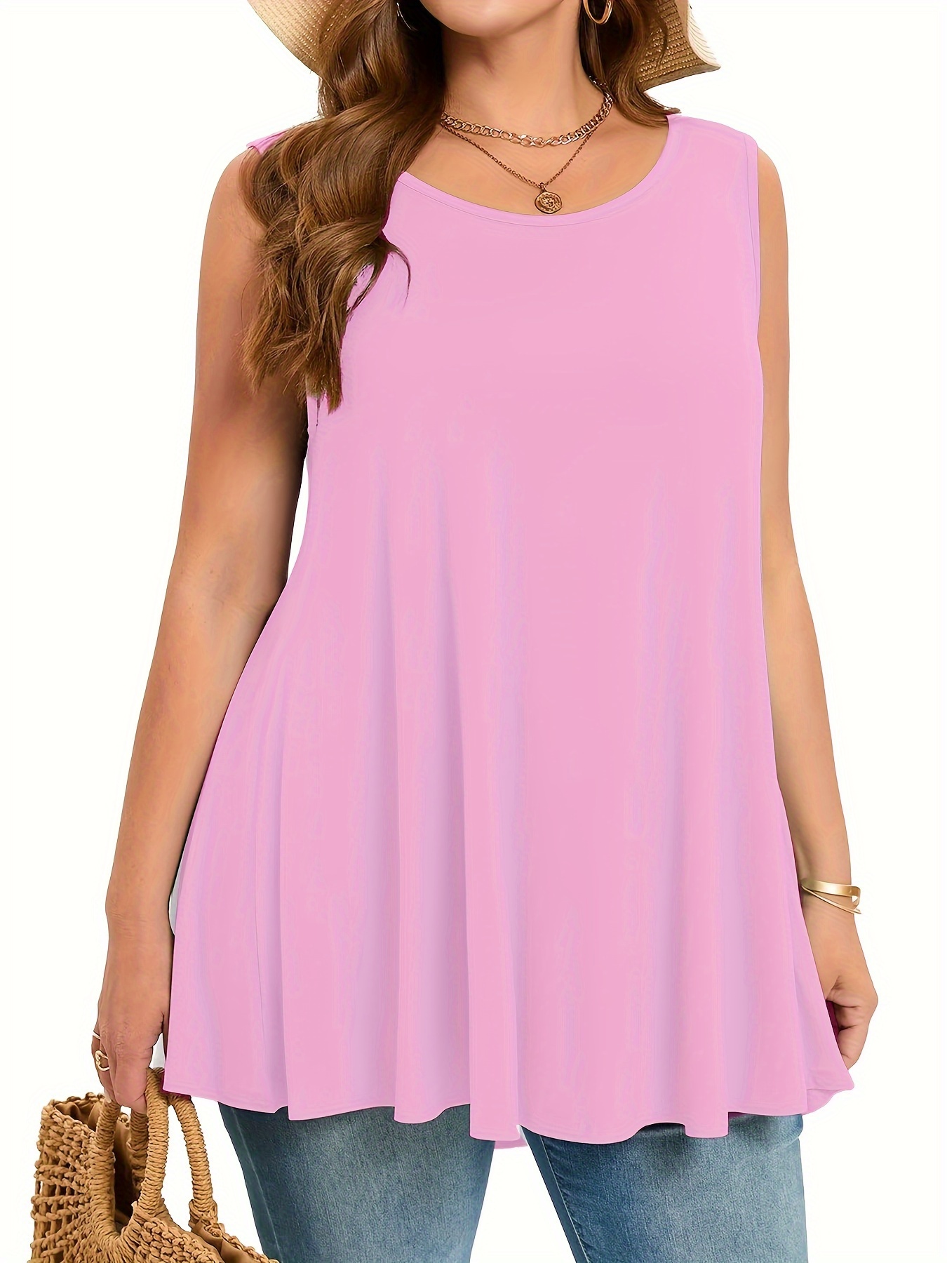Einfaches, solides Tanktop in  – Summer Clothing For Plus Size Women Bewertung und Preis