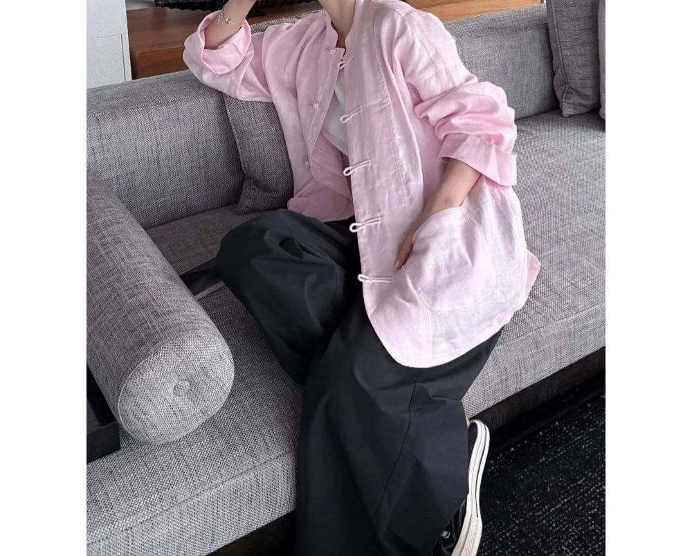 Rosa Leinen-Herbstjacke für Da – Summer Linen Clothing For Women Bewertung und Preis