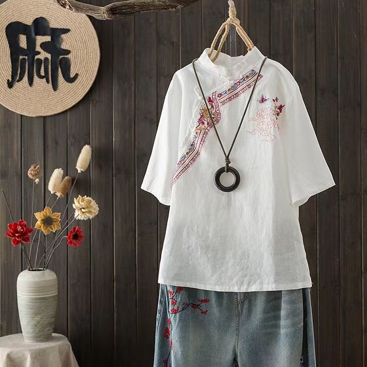 National Wind Plate Buckle bes – Summer Linen Clothing For Women Bewertung und Preis