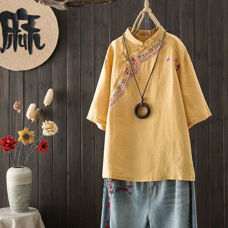 National Wind Plate Buckle bes – Summer Linen Clothing For Women Bewertung und Preis