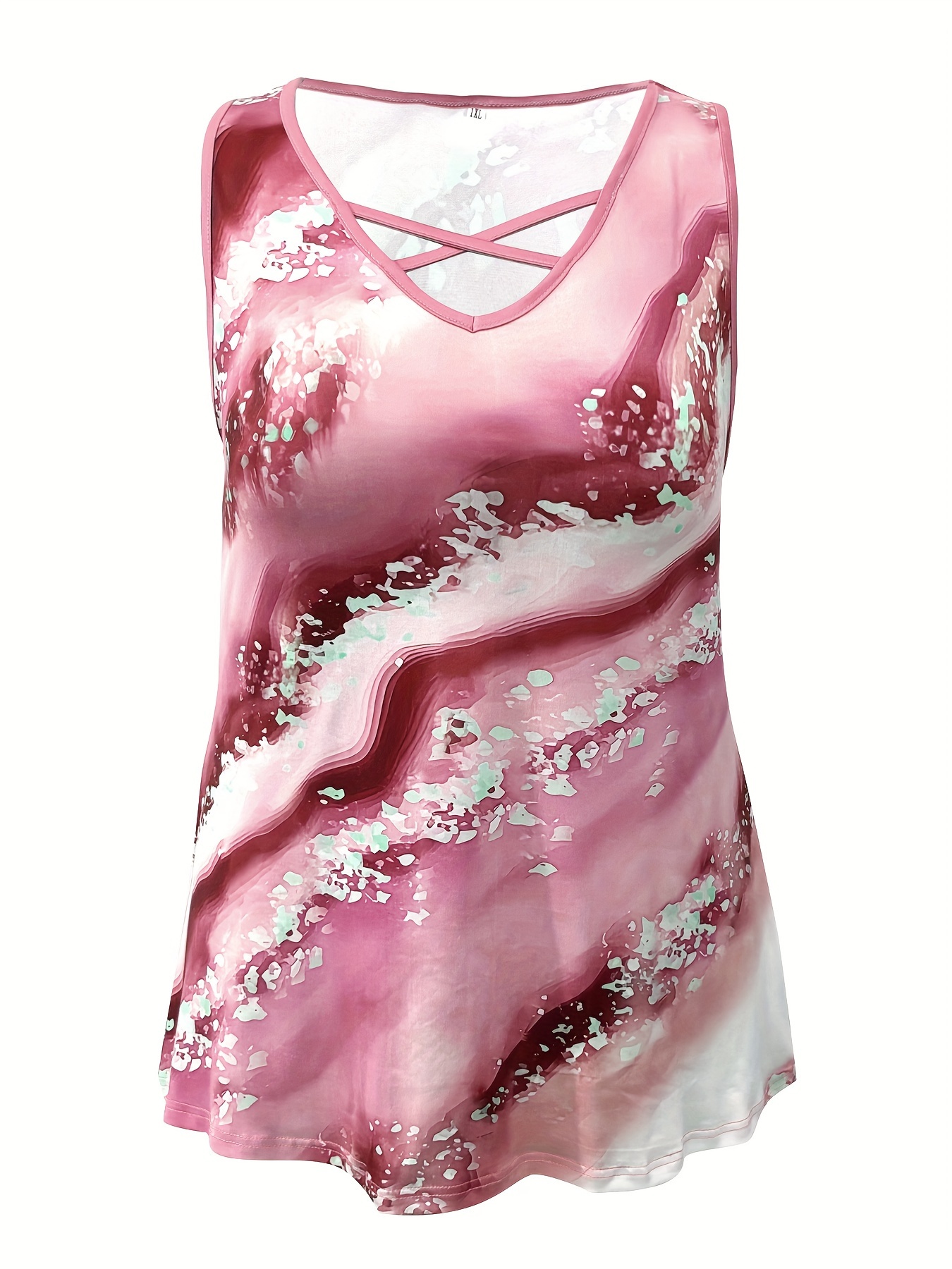 Plus Size Marmor Print Tank To – Summer Clothing For Plus Size Women Bewertung und Preis