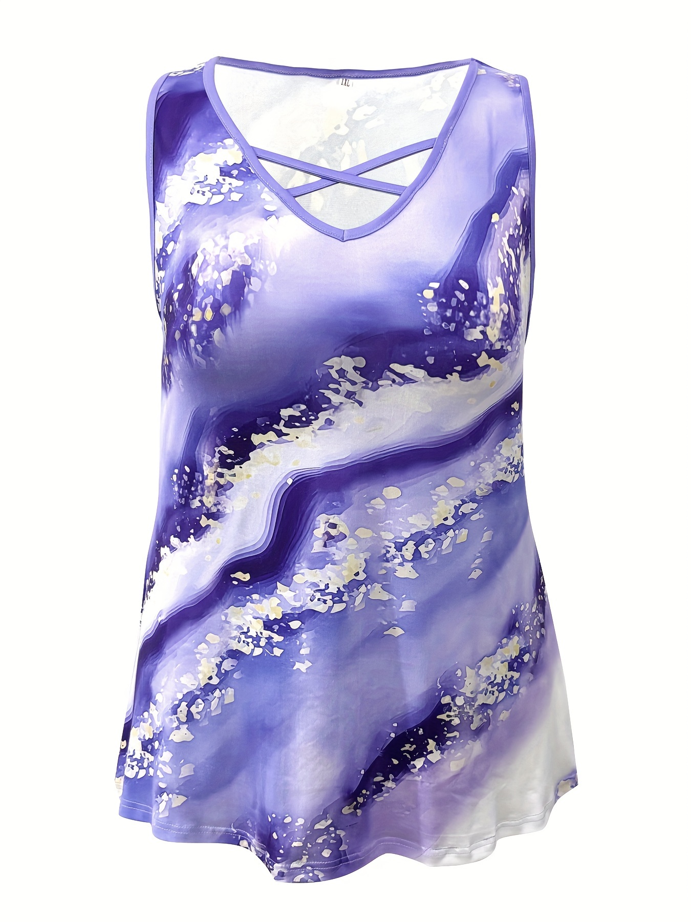 Plus Size Marmor Print Tank To – Summer Clothing For Plus Size Women Bewertung und Preis