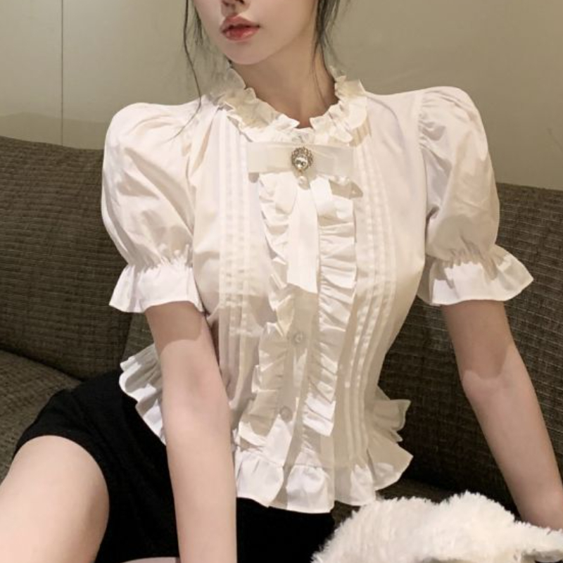 Puff Sleeve Shirts Frauen Weiß – Summer Linen Clothing For Women Bewertung und Preis