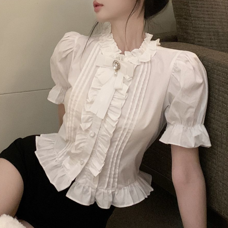 Puff Sleeve Shirts Frauen Weiß – Summer Linen Clothing For Women Bewertung und Preis