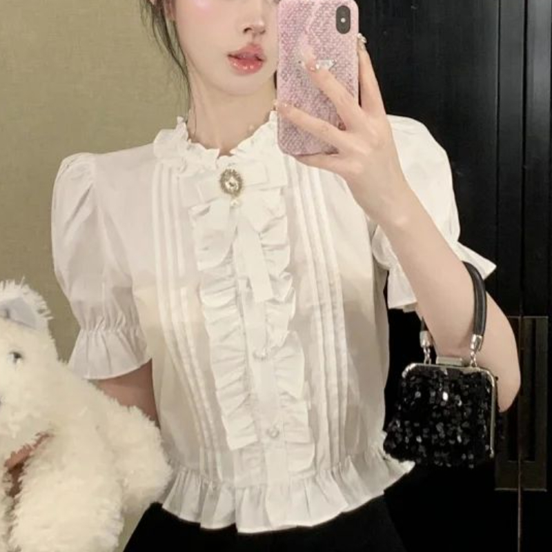 Puff Sleeve Shirts Frauen Weiß – Summer Linen Clothing For Women Bewertung und Preis
